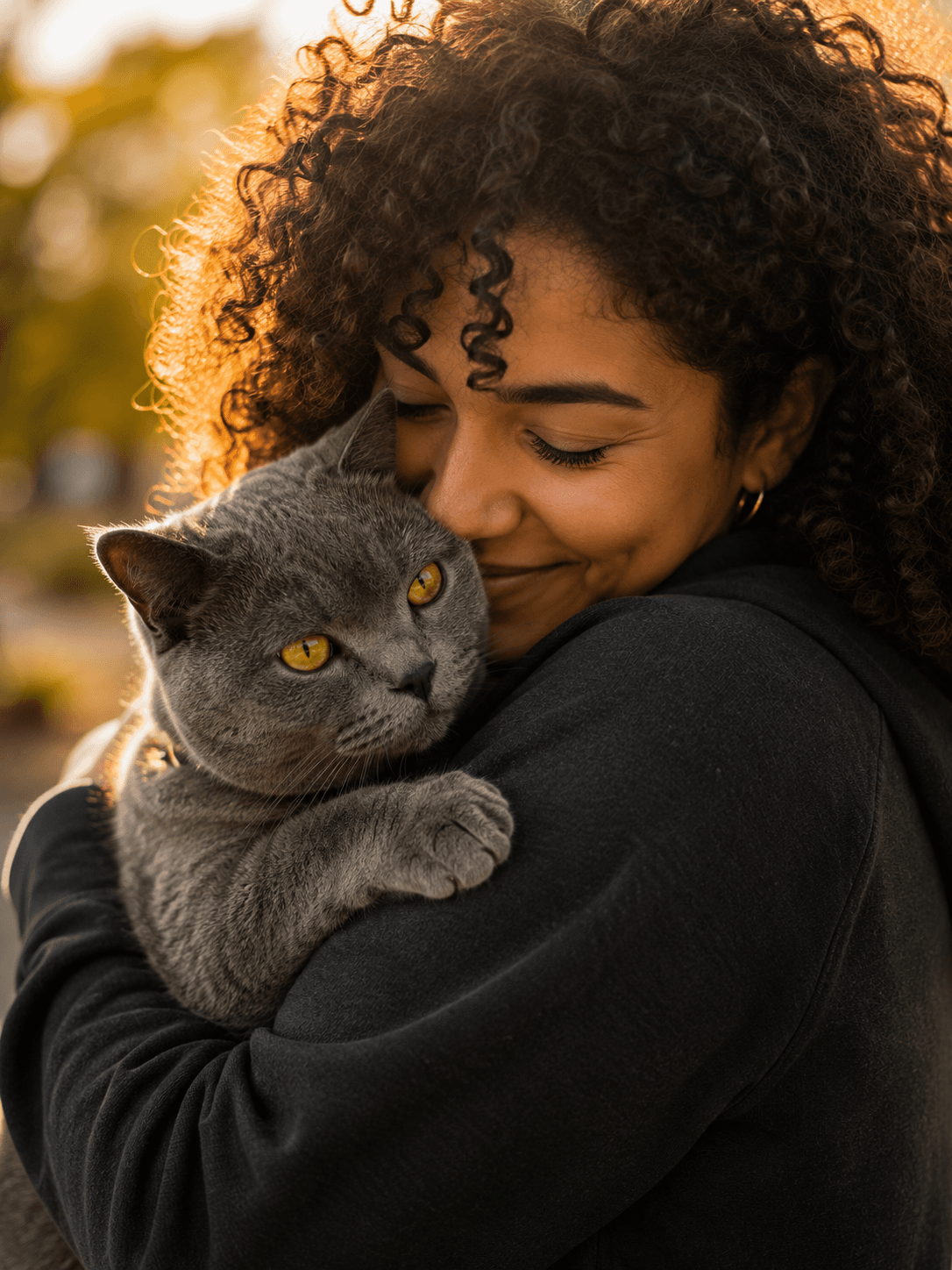 An owner reunited with their cat